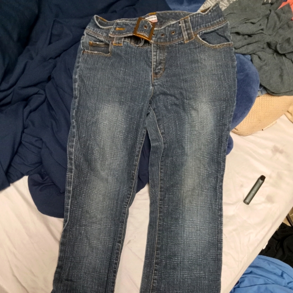 No boundaries belted stretch juniors size 9 jeans wide legged flares